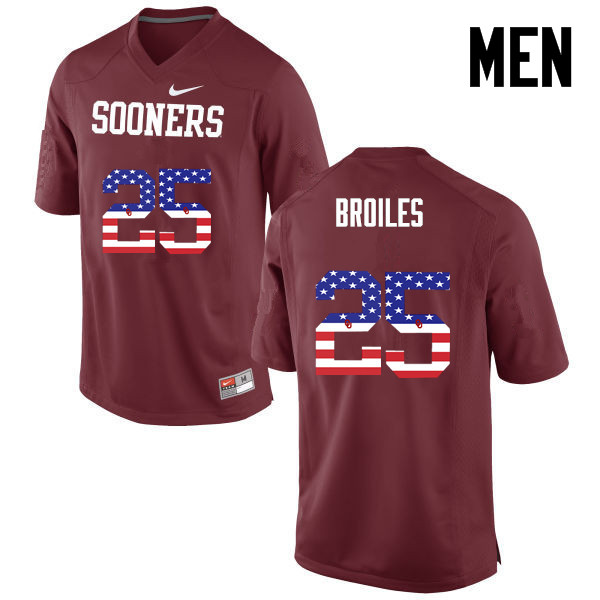 Oklahoma Sooners #25 Justin Broiles College Football USA Flag Fashion Jerseys-Crimson